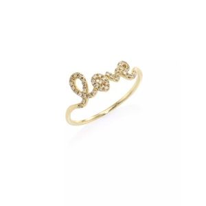 Sydney Evan Yellow Gold & Pave Diamond Love Ring
